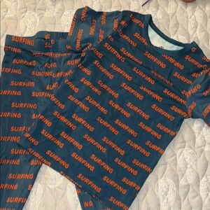 Surfing Themed Kids Pajamas - Blue and Orange
